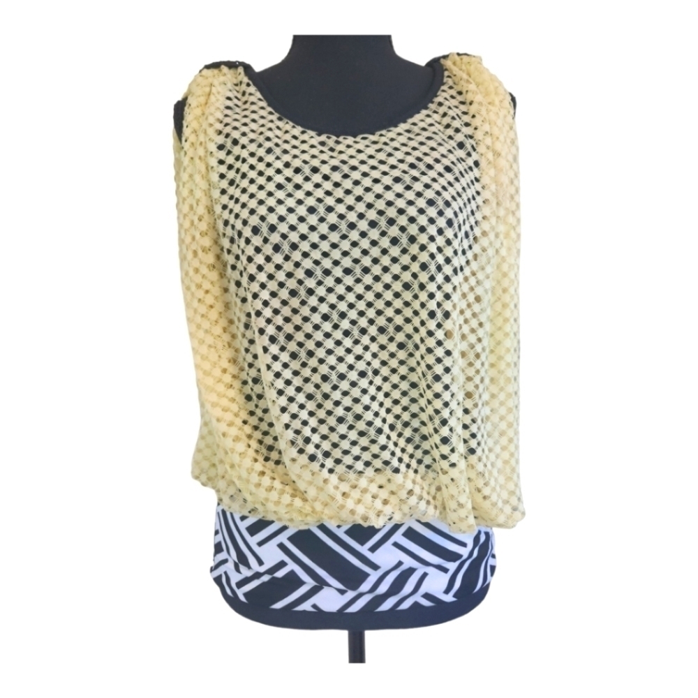 ZOLA mesh sleeveless blouse yellow black white size unknown